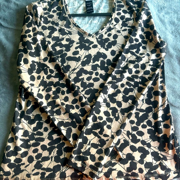 NWOT OLSEN Print longsleeve t/ blouse - Picture 1 of 2